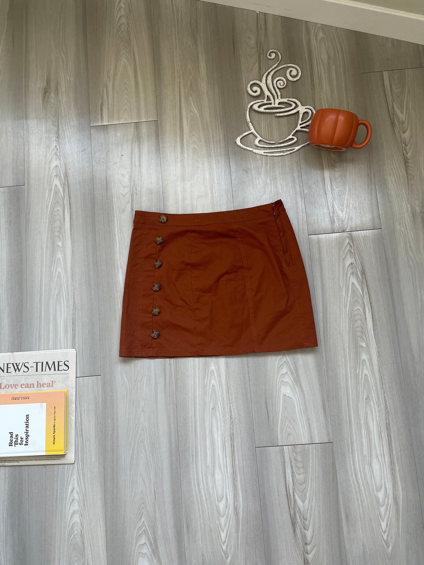 (L) Burnt orange skirt