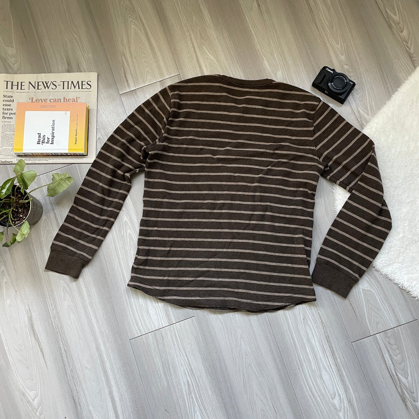 (M) Brown Striped Long Sleeve