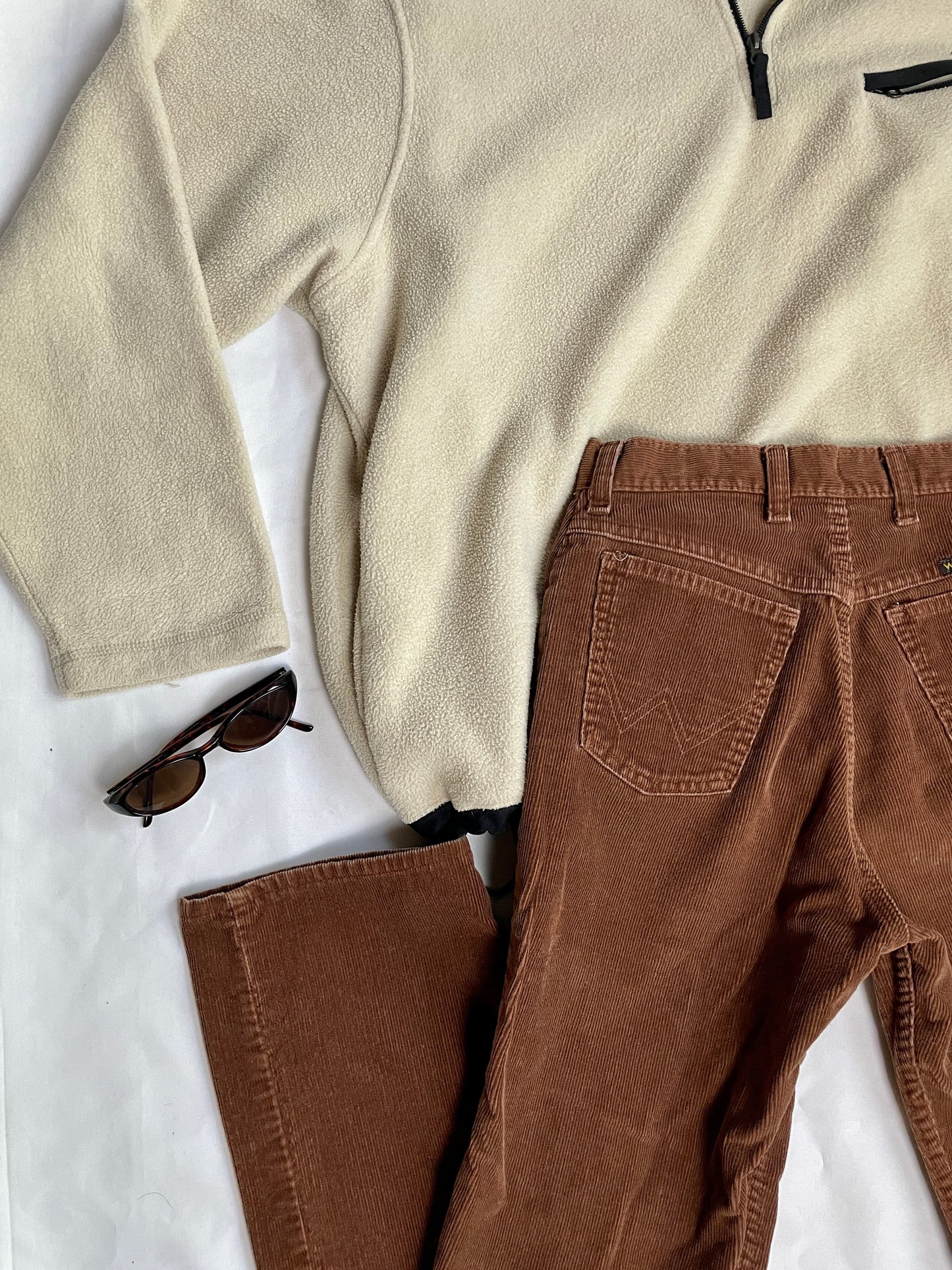 FALL inspired outfit bundle - oversized quarter zip + corduroy pants + sun glasses